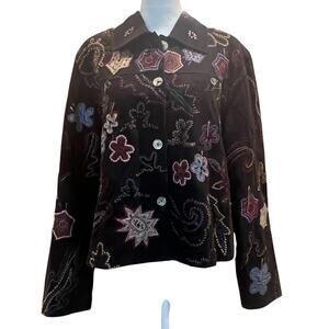 Yak Magik Jacket Women's Large Artisan Silk Embroidered Nepal Art to Wear Beaded